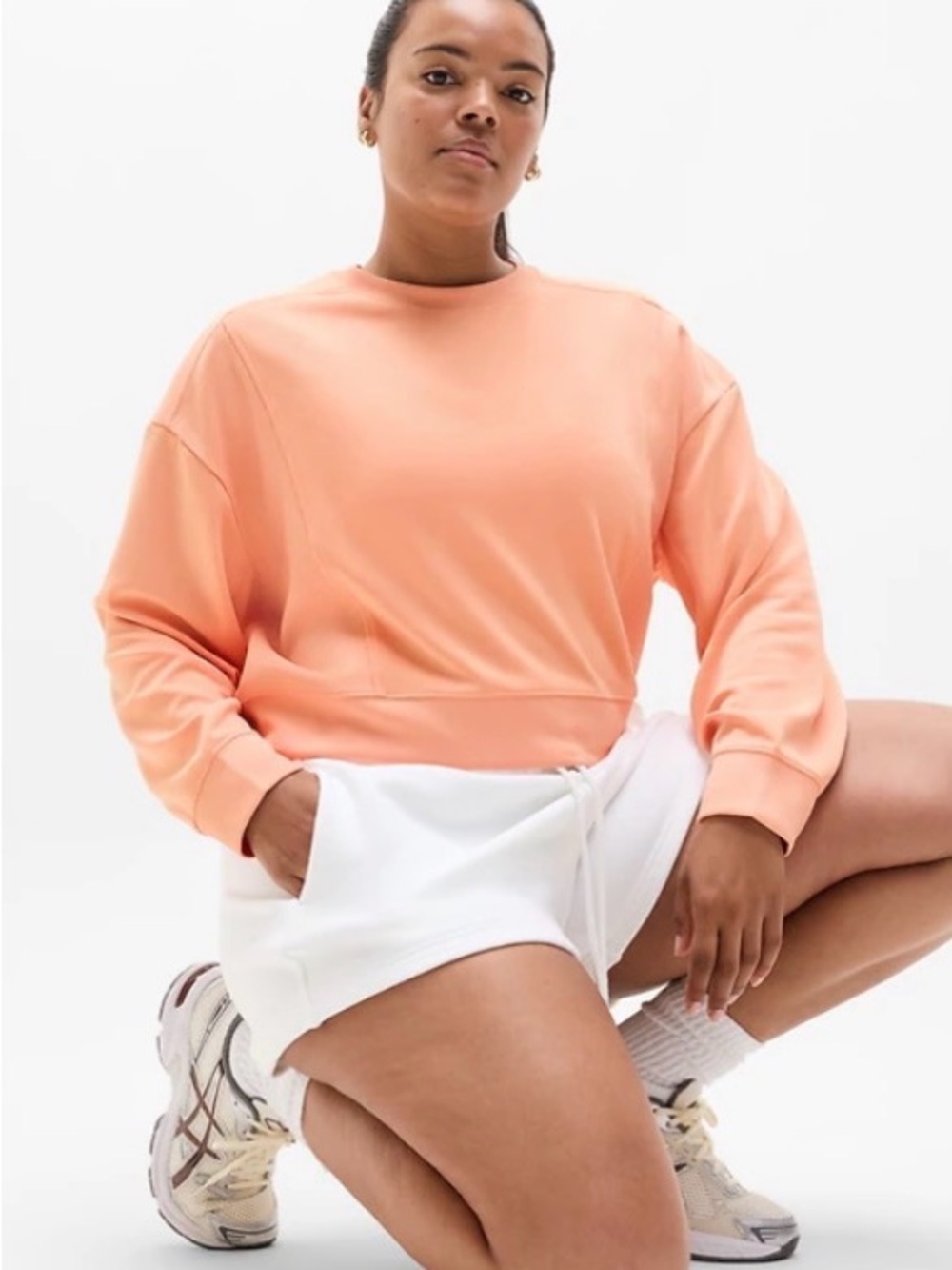 Athleta Seasoft Rib Crewneck Sweatshirt - Papaya